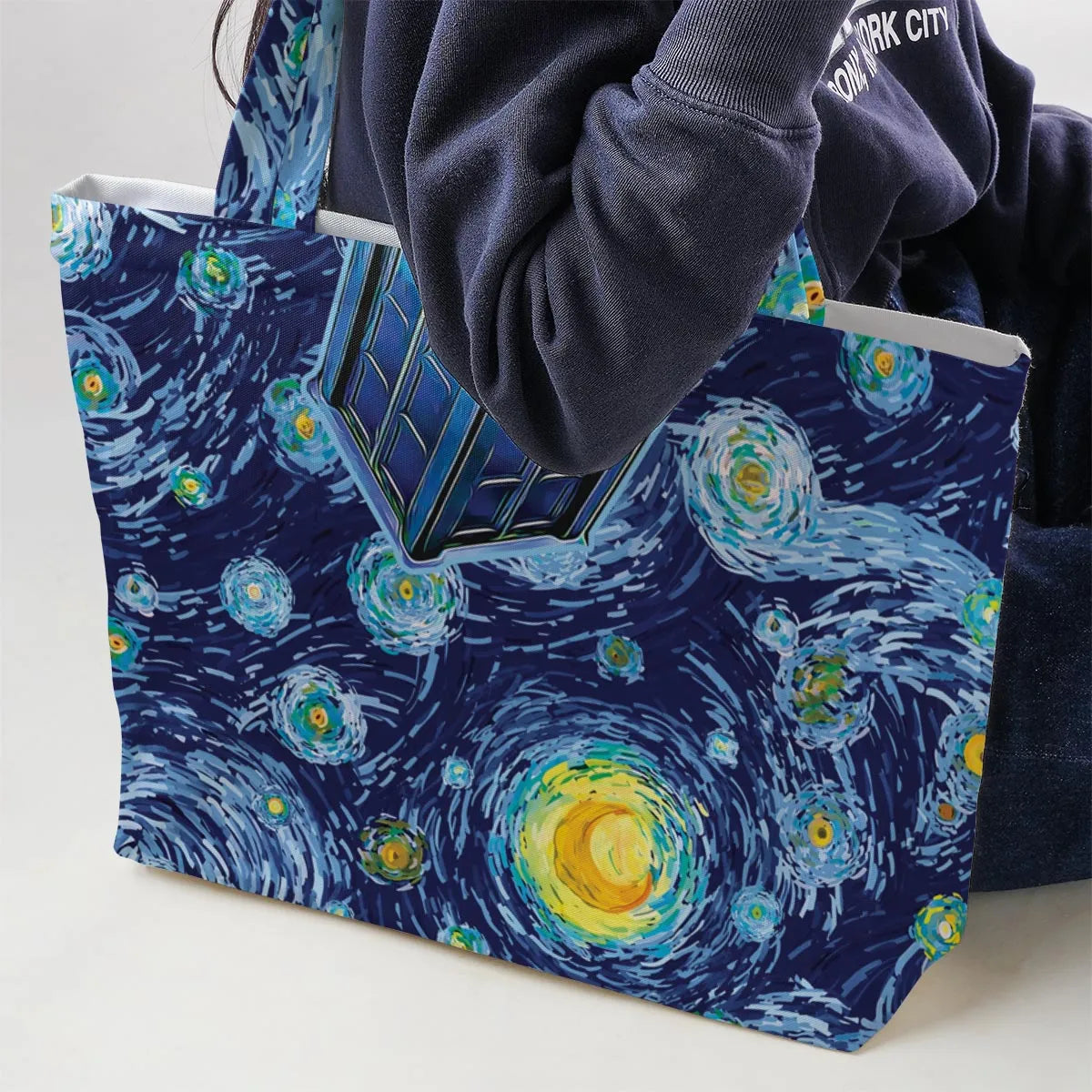 Tardis Starry Night Doctor Who Large Tote Bag