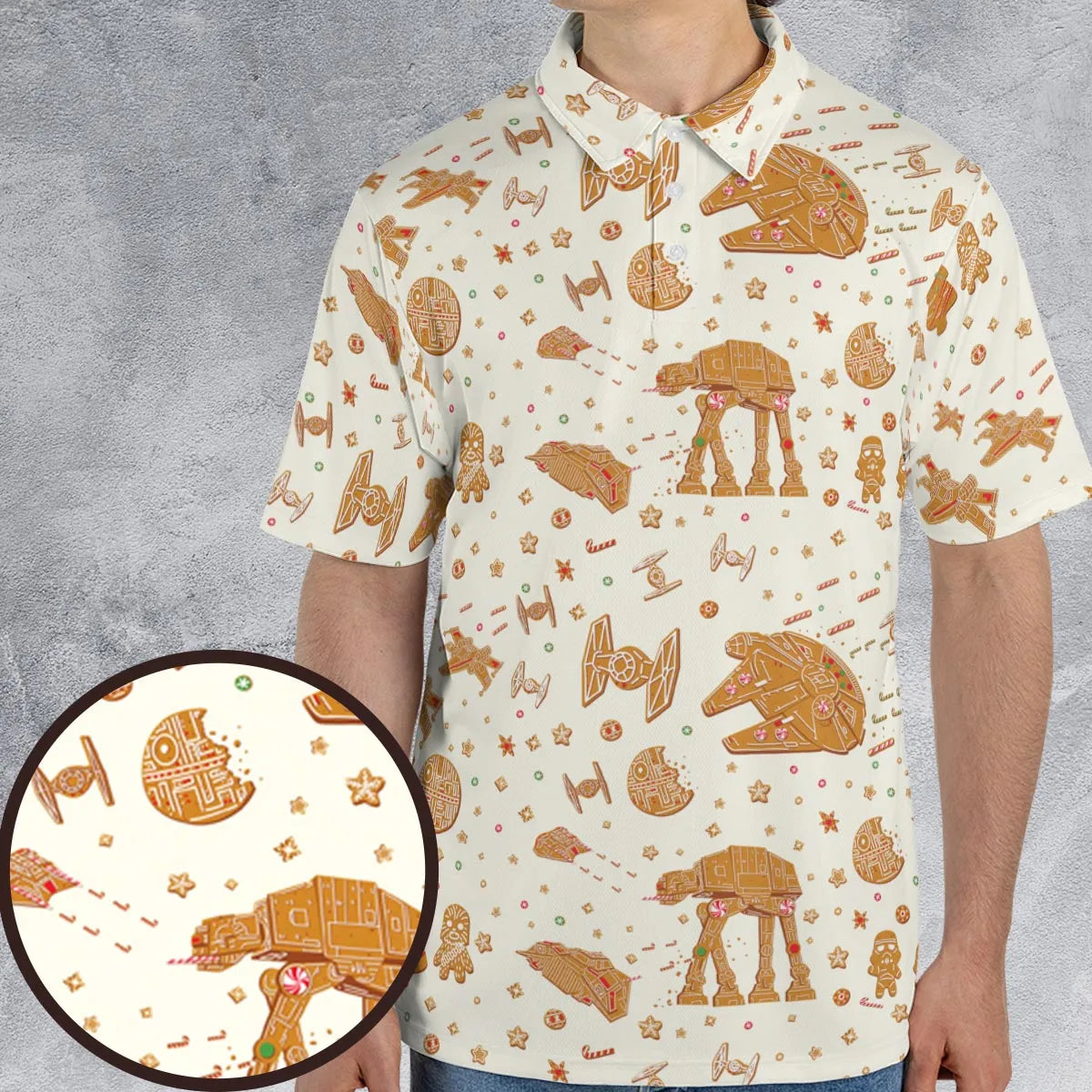 Gingerbread Christmas Star Wars AOP Men/Women Polo Shirt