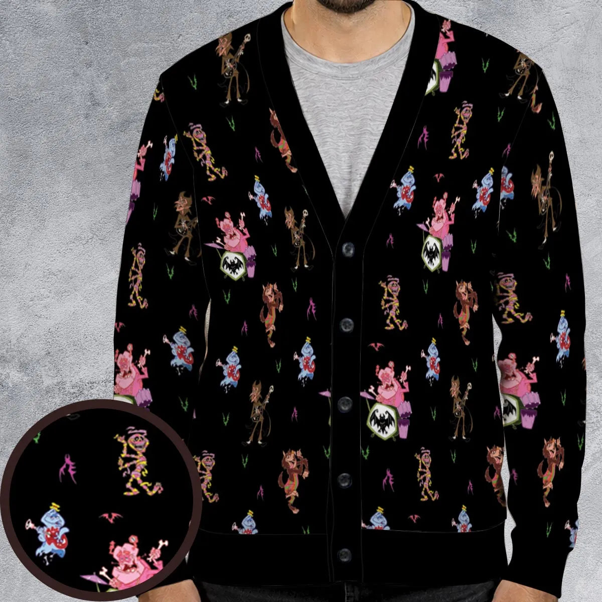 Monsters Cereal Pattern Cardigan