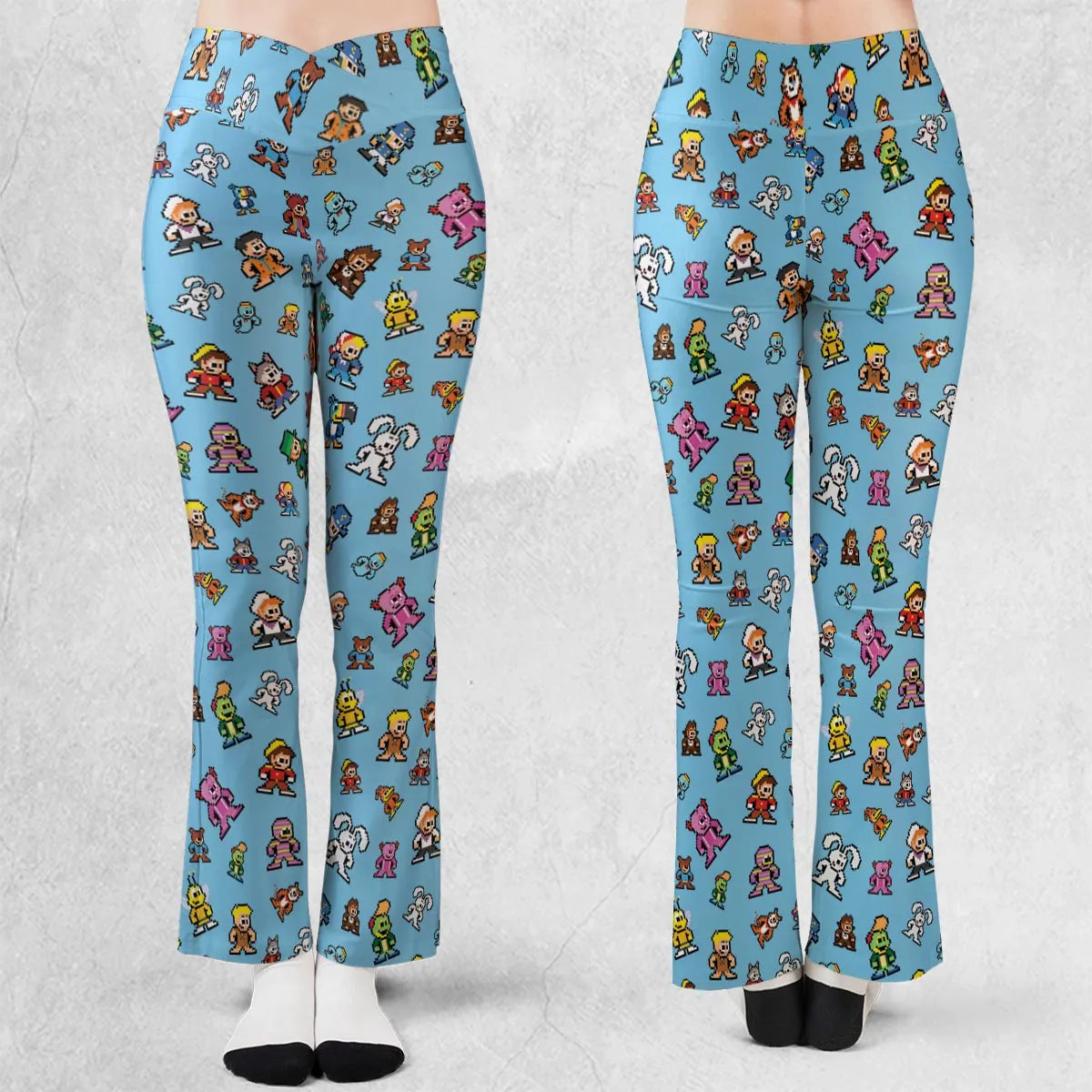 8-bit Breakfast Cereal Icons Flare Leggings