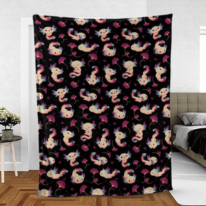 Axolotl Wonders Cute Salamanders Pattern Fleece Blanket