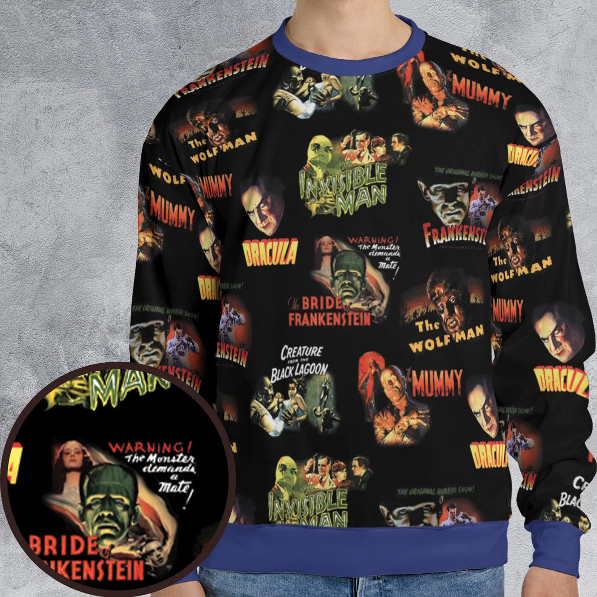 Teaming Monsters All Up Universal Monsters All-over Print Sweatshirt