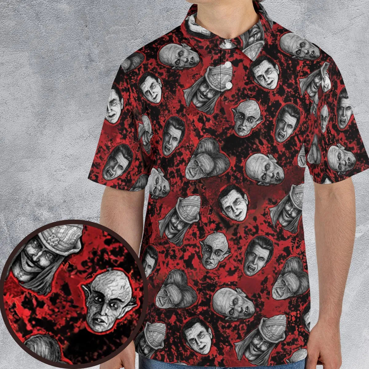Many Faces Of Dracula AOP Men/Women Polo Shirt