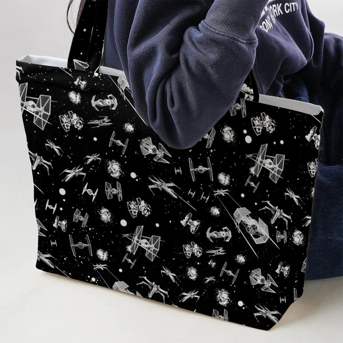Space Ship Battle Star Wars Large Tote Bag