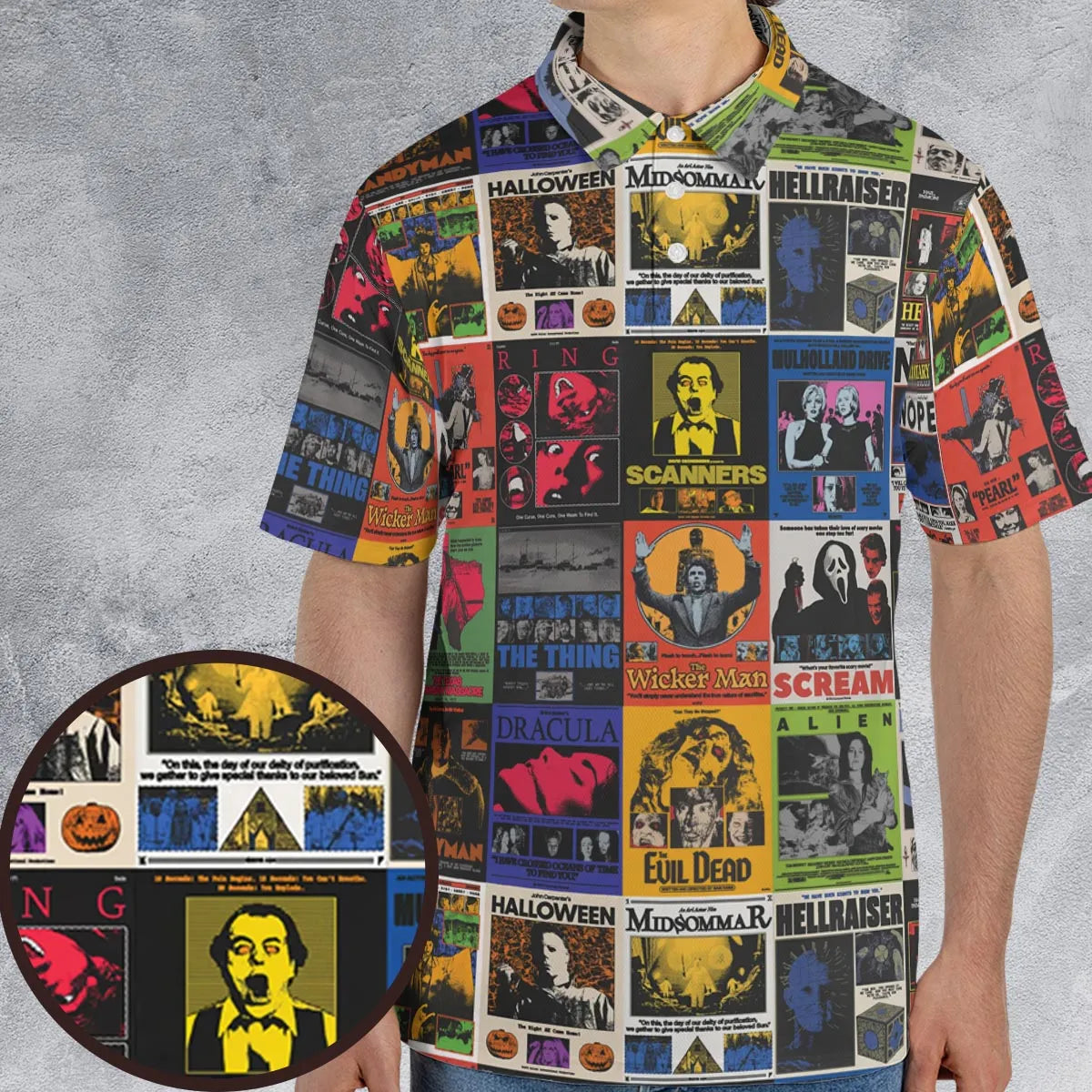 Modern Horror Movies Nope Ghostface Pinhead Pearl Leatherface Halloween AOP Men/Women Polo Shirt