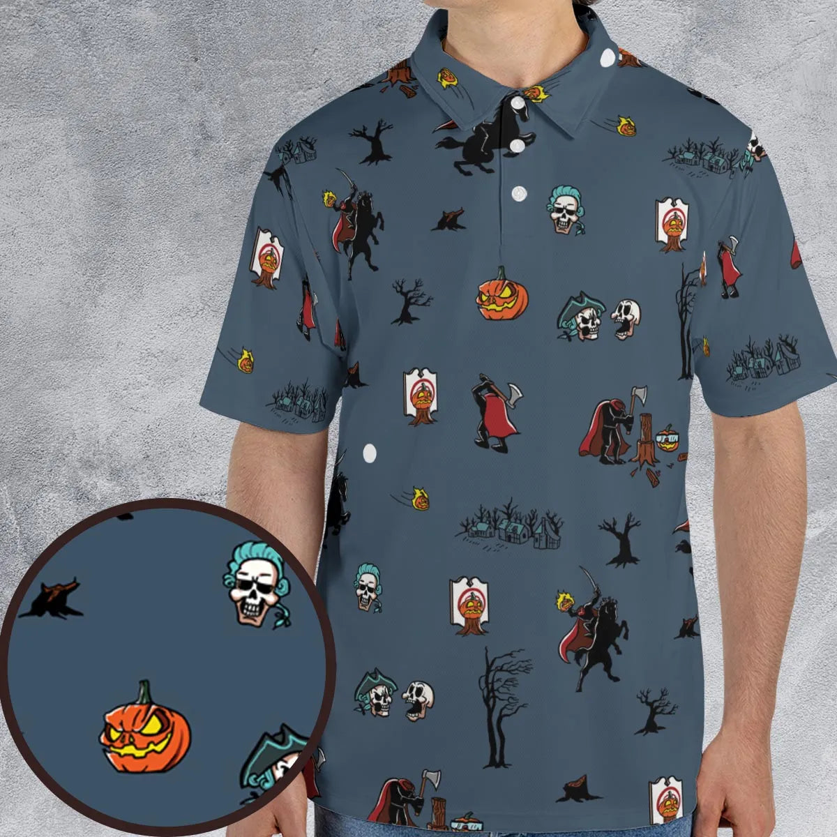 Headless Horseman Ichabod and Mr. Toad AOP Men/Women Polo Shirt