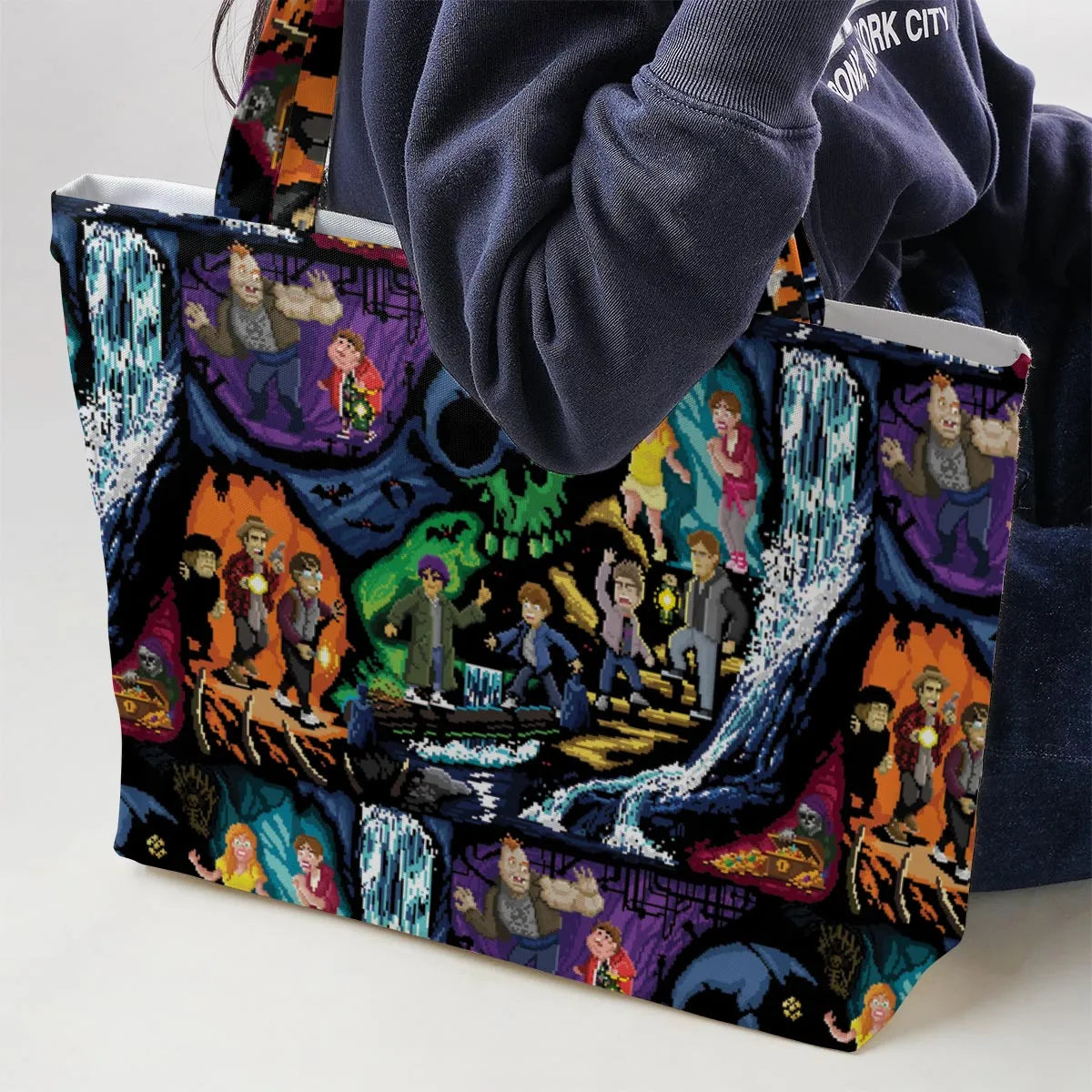 Goonies 80s Pixel Art Large Tote Bag