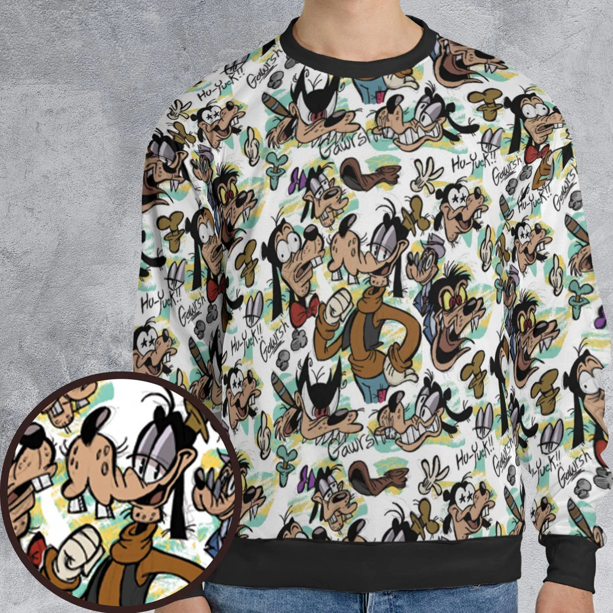 Many Faces Of Goofy All-over Print Sweatshirt