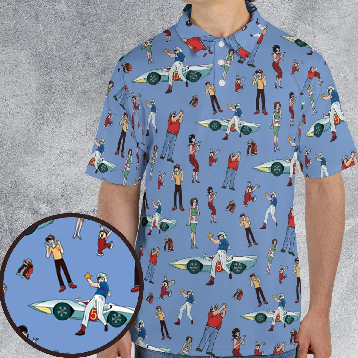 Speed Racer Characters Pattern AOP Men/Women Polo Shirt