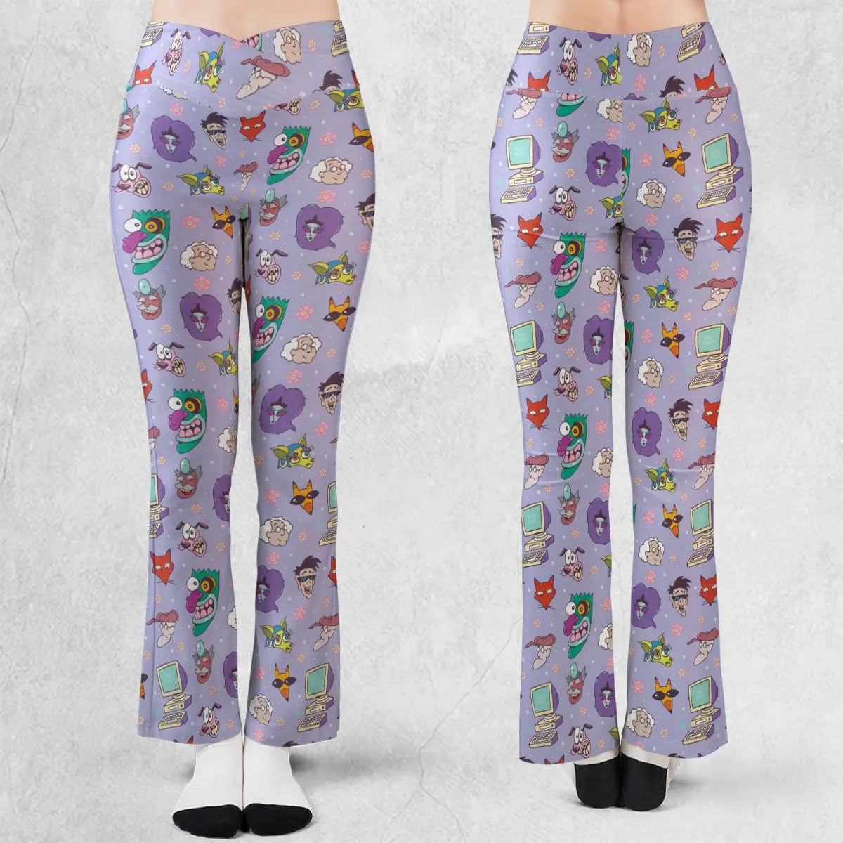 Courage the Cowardly Dog Characters Pattern Flare Leggings