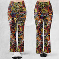 Fright Night Halloween Retro Horror Characters Collage Flare Leggings