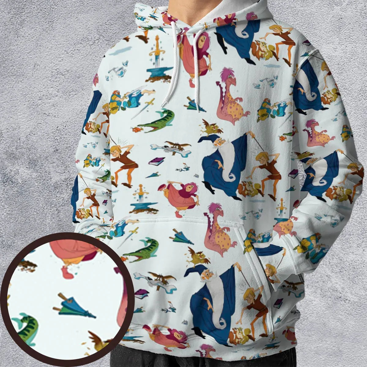 Sword in the Stone Pattern All-over Print Hoodie