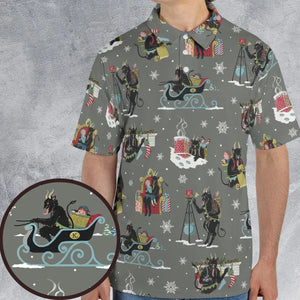 Unusual Christmas Krampus AOP Men/Women Polo Shirt