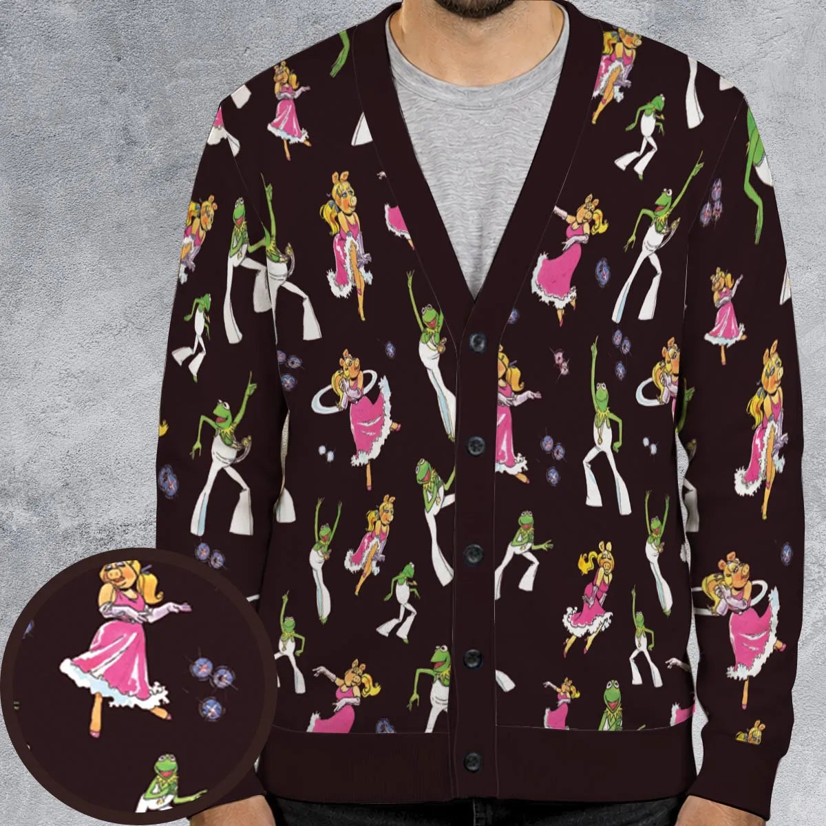 Disco Couple Kermit And Piggy The Muppet Show Cardigan