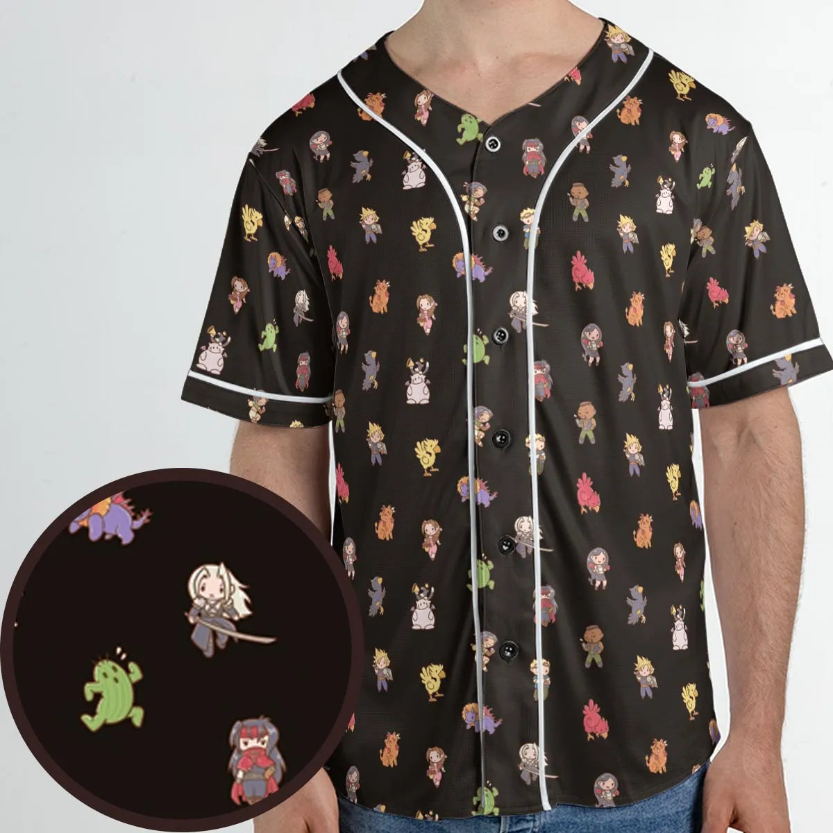 Final Fantasy Characters Pattern Unisex Baseball Jersey
