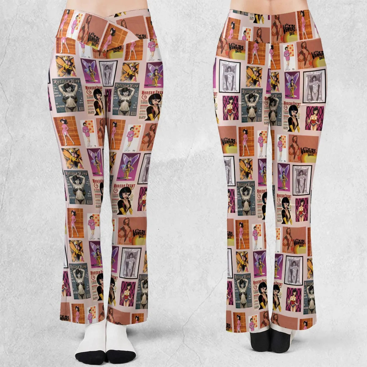 Dr. Mrs. The Monarch The Venture Bros. Magazine Poses Flare Leggings