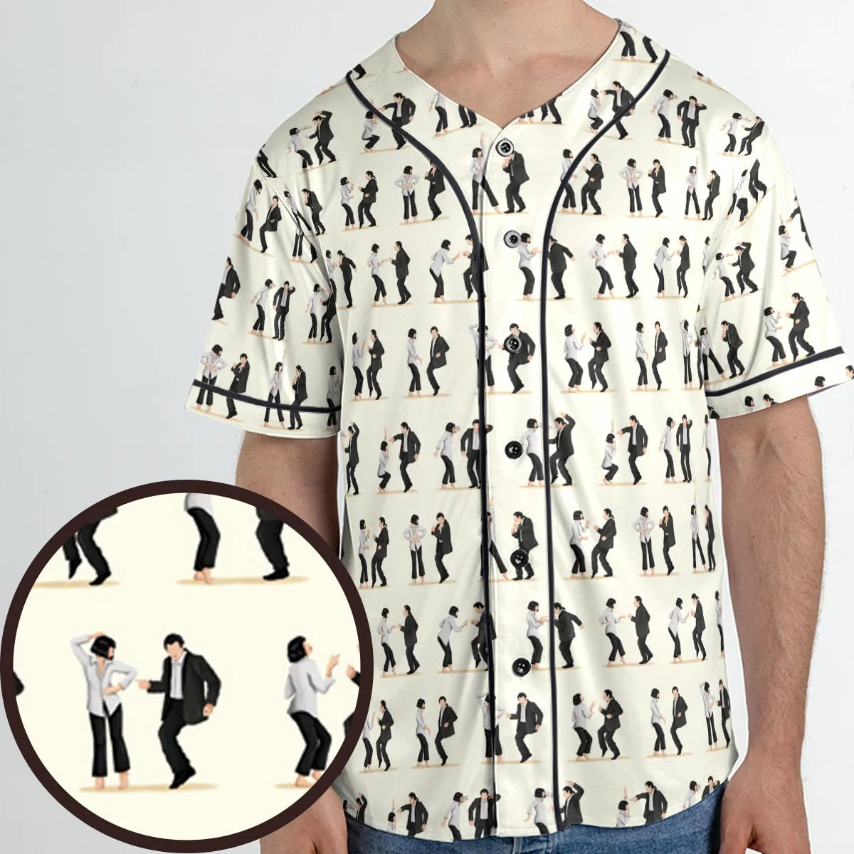 Mia Wallace and Vincent Vega Dance Pulp Fiction Unisex Baseball Jersey