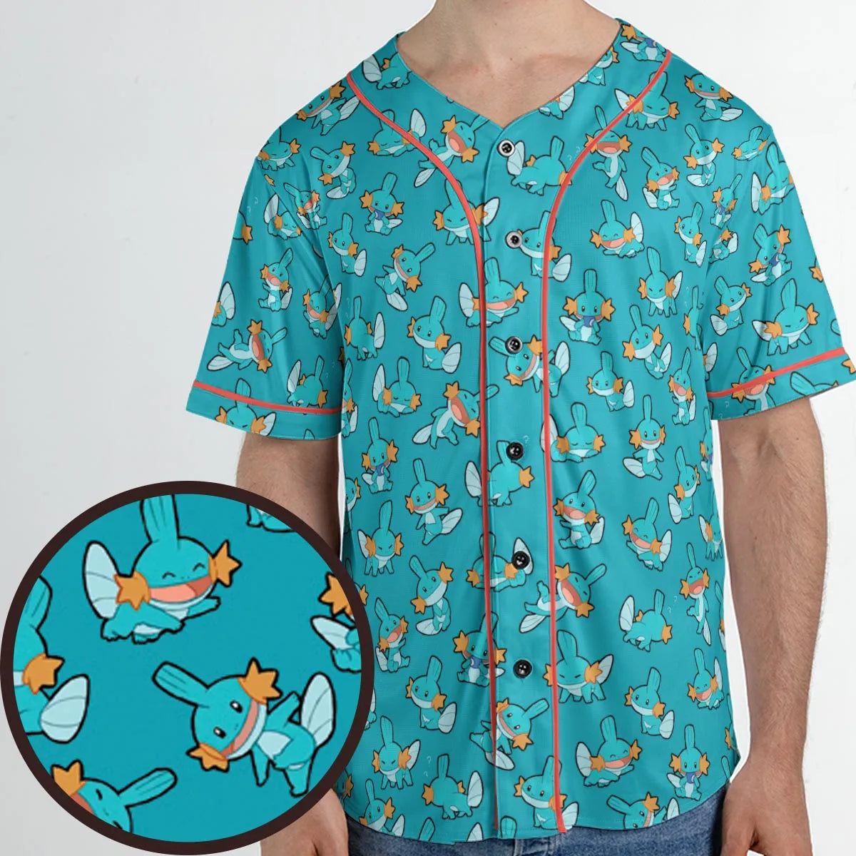 Cute Mudkips Pokemon Unisex Baseball Jersey
