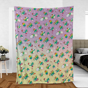 Rainbow Pokemon Pattern Fleece Blanket