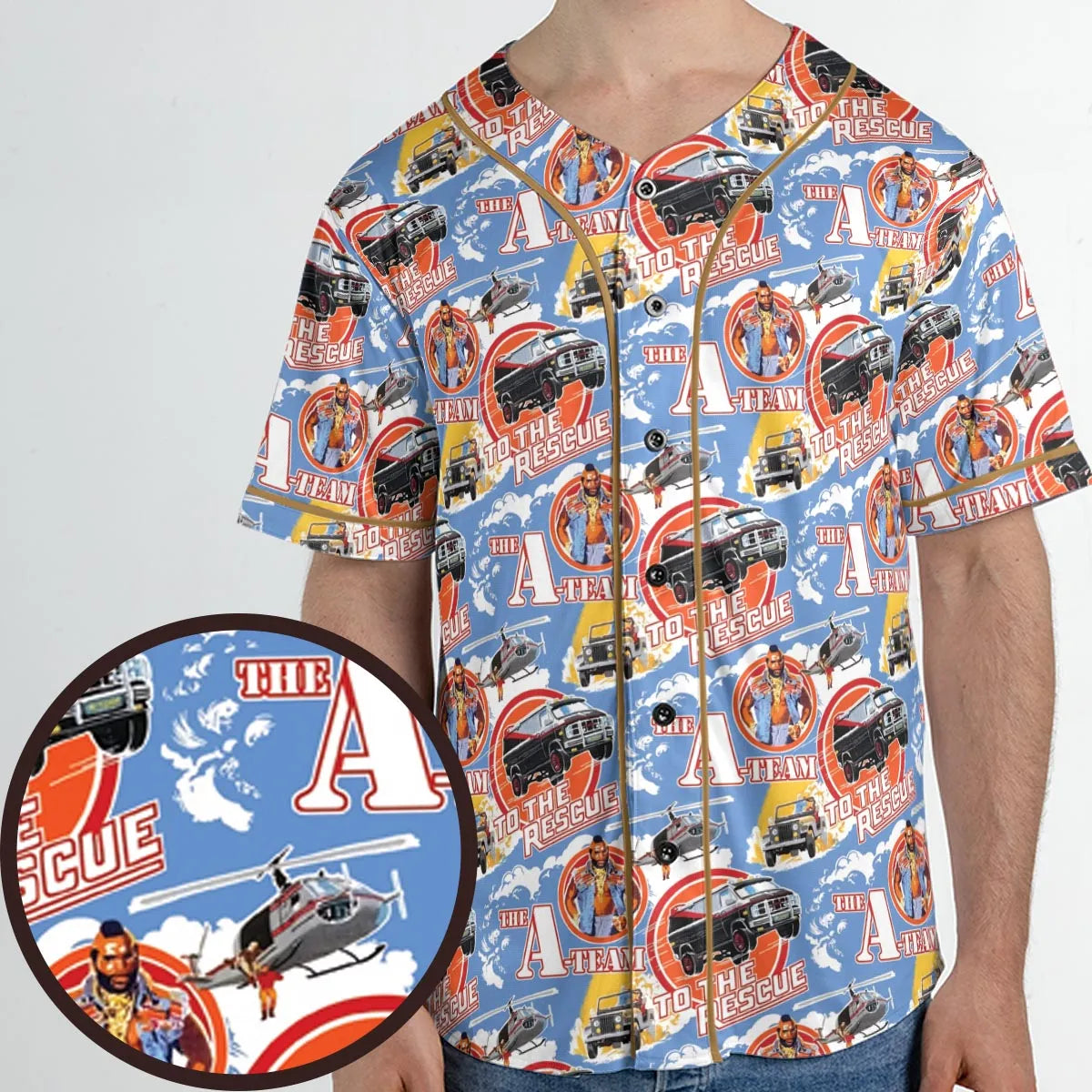 To The Rescue The A Team Pattern Unisex Baseball Jersey