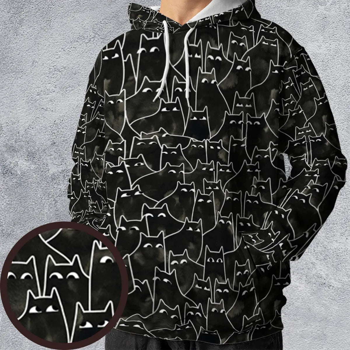 Suspicious Cats Funny Cat All-over Print Hoodie
