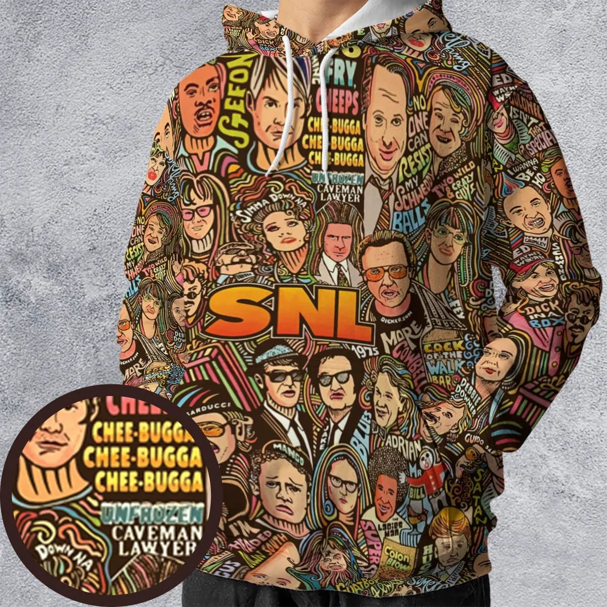 Blues Brothers Waynes World Coneheads SNL Characters All-over Print Hoodie