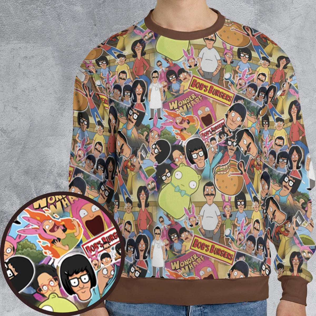 Bob's Burger Wonder Wharf All-over Print Sweatshirt