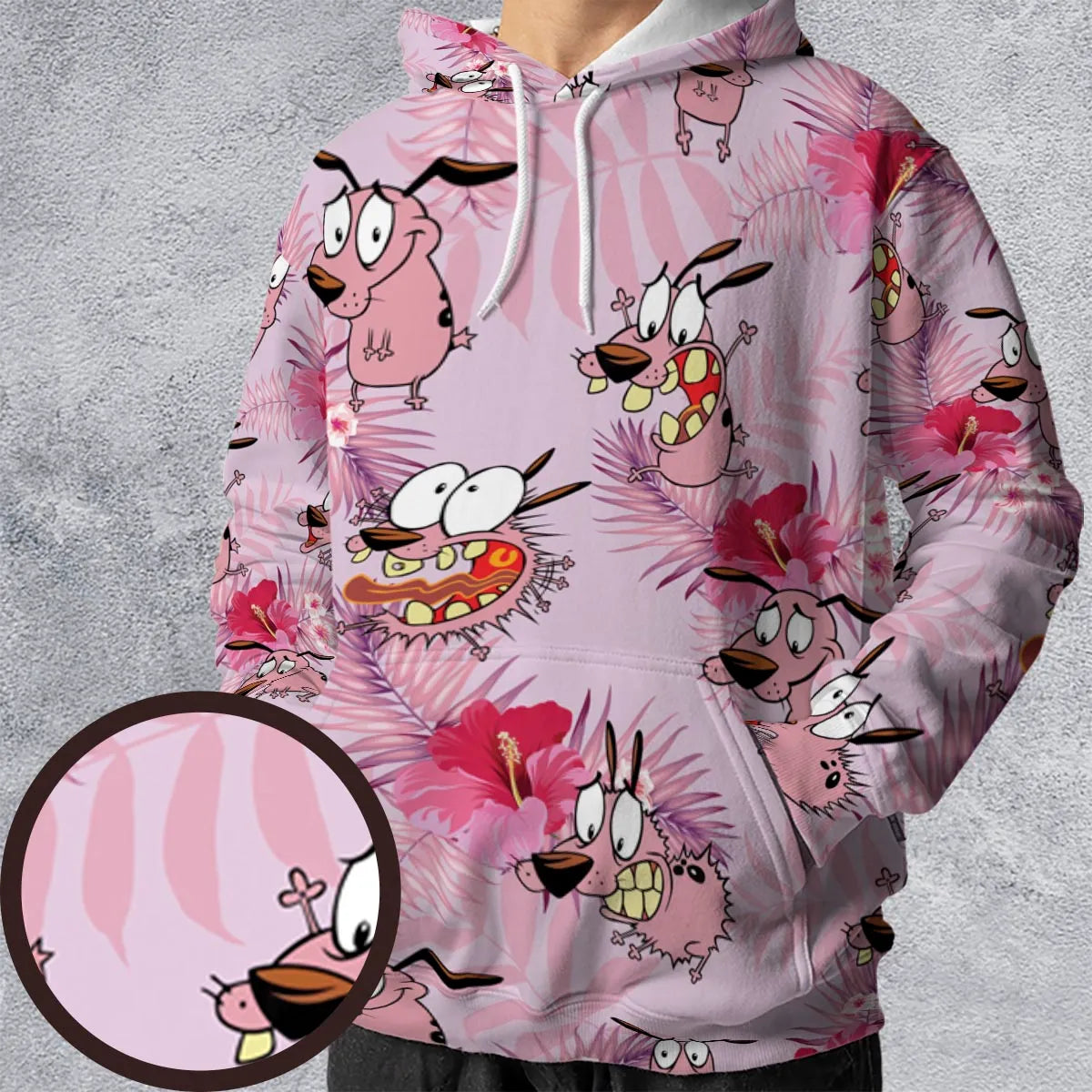 Courage the Cowardly Dog Floral Tropical All-over Print Hoodie