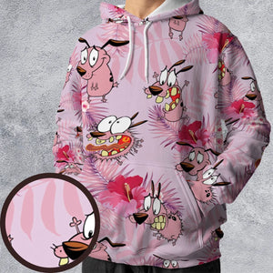 Courage the Cowardly Dog Floral Tropical All-over Print Hoodie