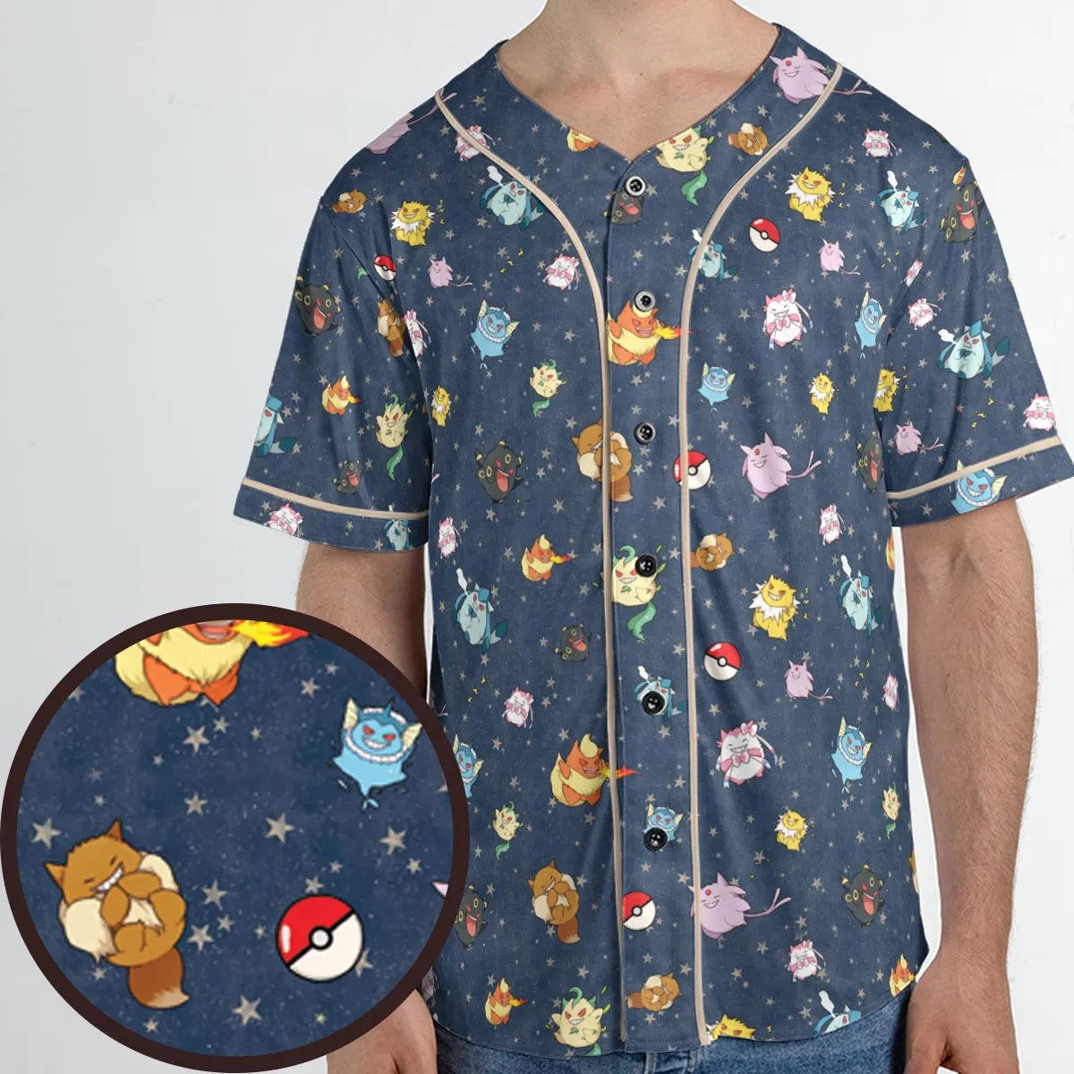 Gengar as Eevee The Eeveelutions Pokemon Unisex Baseball Jersey