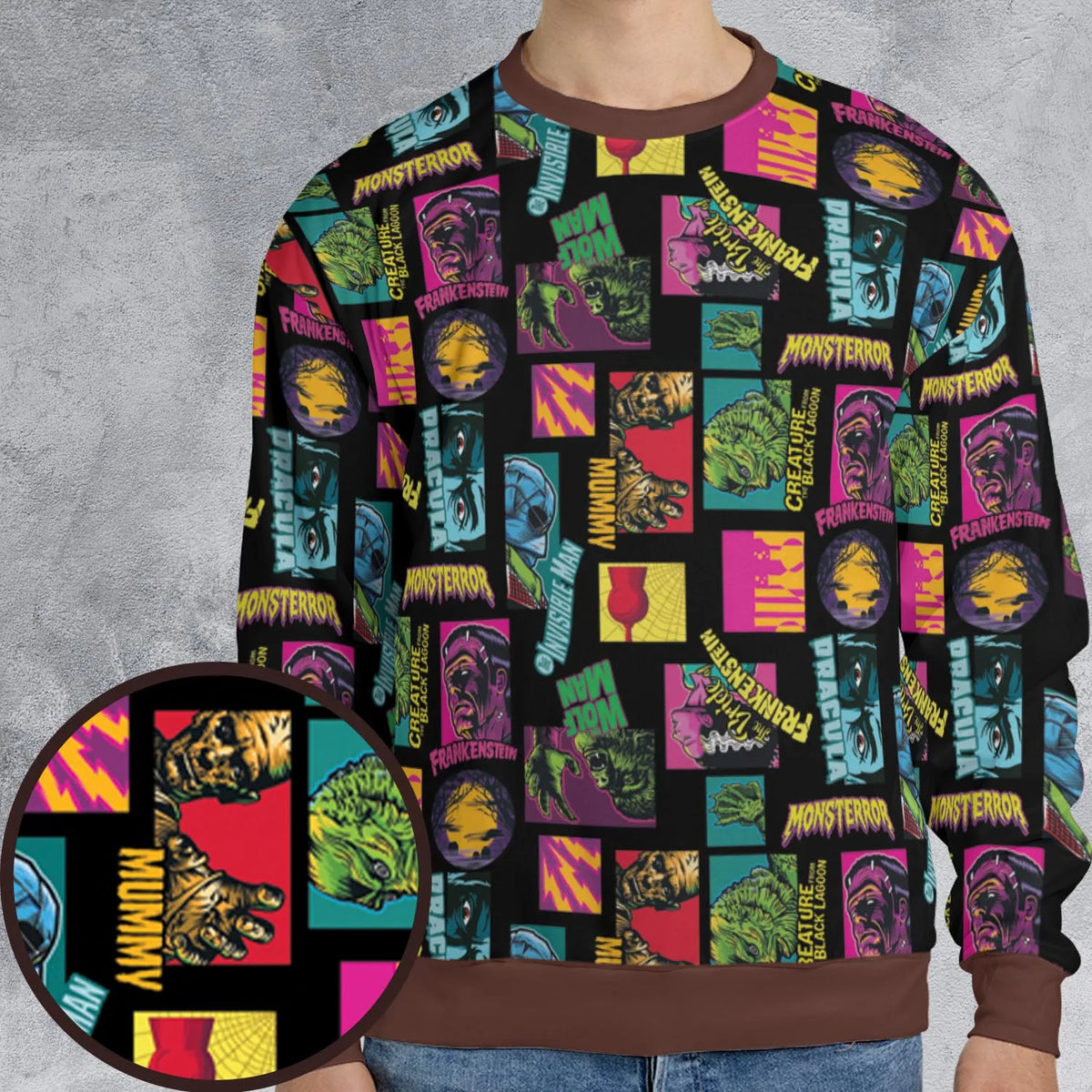 Monster Pop Movies Halloween All-over Print Sweatshirt
