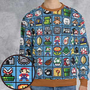 Mario Pixel Super Mario Pattern All-over Print Sweatshirt