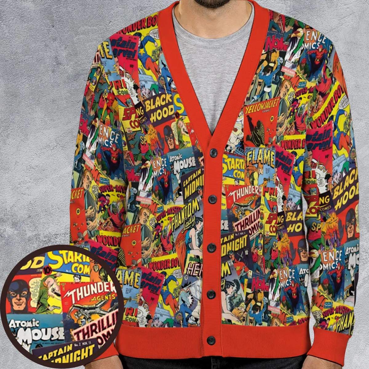 Superhero Comic Book Cardigan