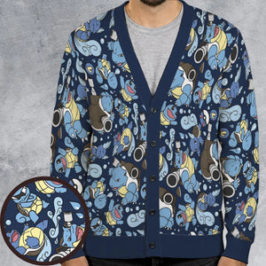 Blastoise Wartortle Squirtle Pokemon Pattern Cardigan