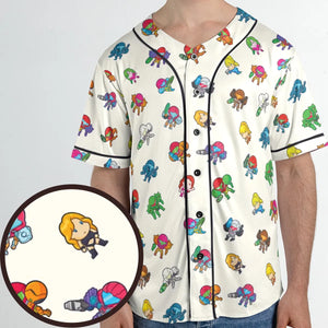 The Many Suits Of Samus Metroid Pattern Unisex Baseball Jersey