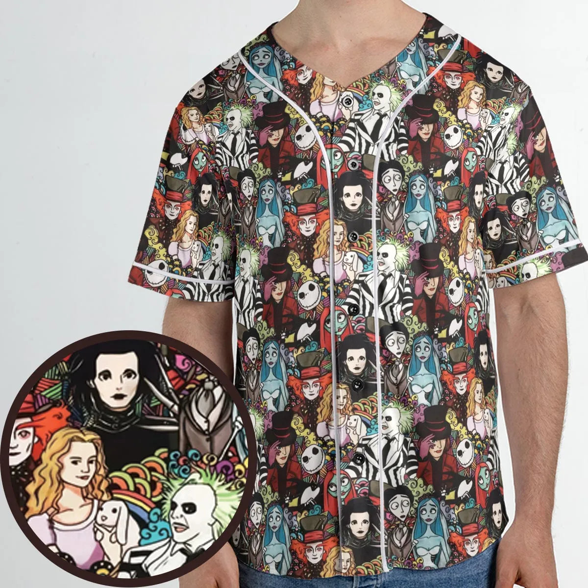Tim Burton Characters Halloween Unisex Baseball Jersey
