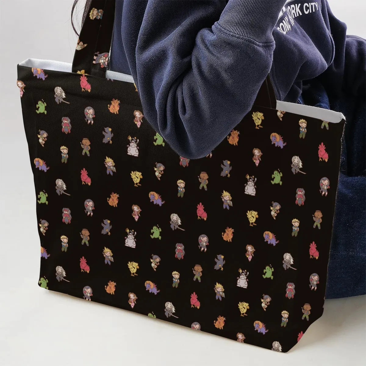Final Fantasy Characters Pattern Large Tote Bag