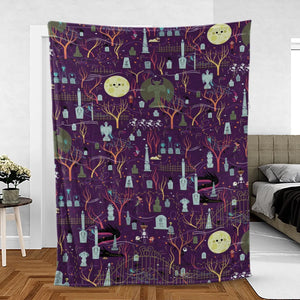 Nostalgic 80s 90s Spooky Scene Fleece Blanket