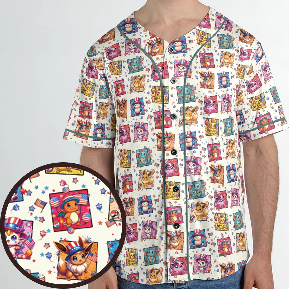 Chill The 4th Out Pokemon Unisex Baseball Jersey