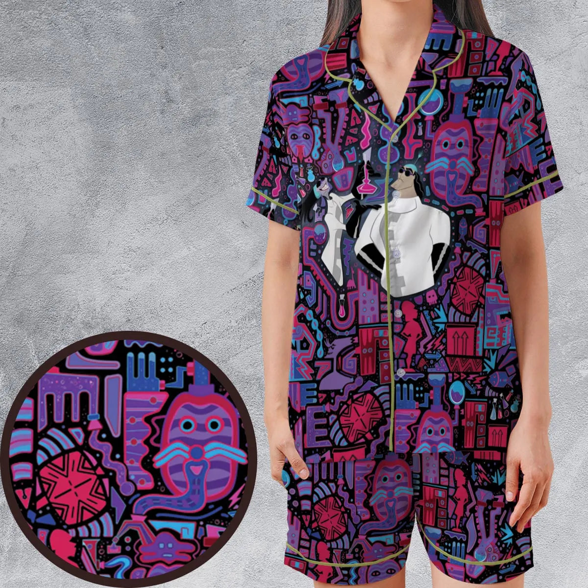 Mad Science Yzma The Emperor's New Groove Satin Short-Sleeve Pajamas Set