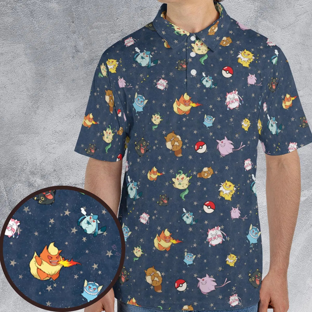 Gengar as Eevee The Eeveelutions Pokemon AOP Men/Women Polo Shirt