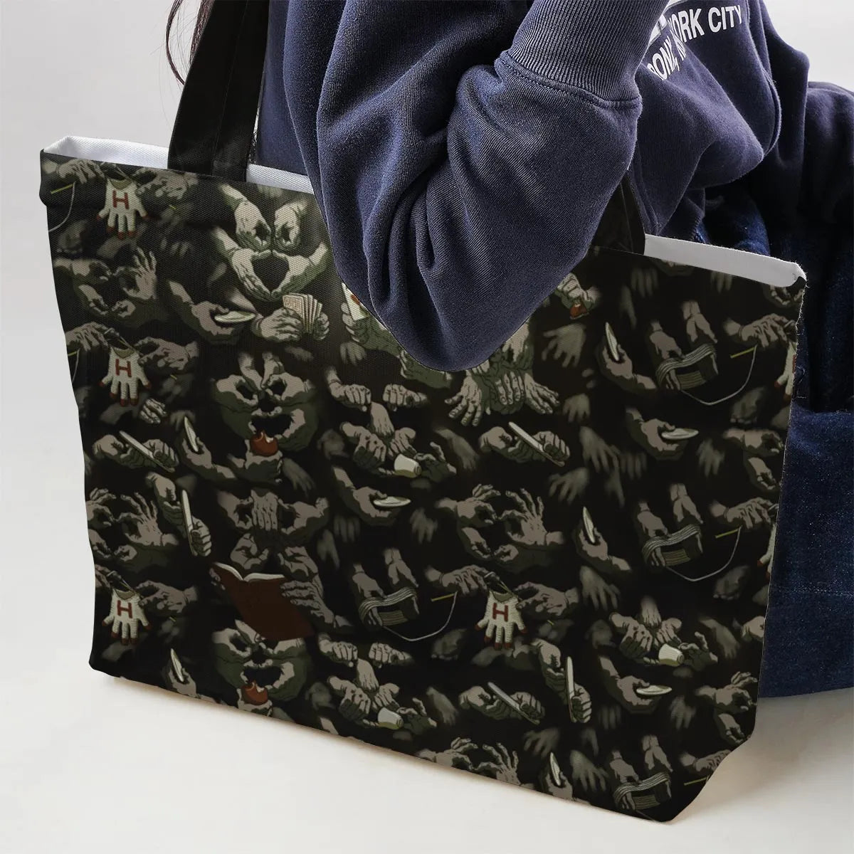 Funny Helping Hands Labyrinth Large Tote Bag