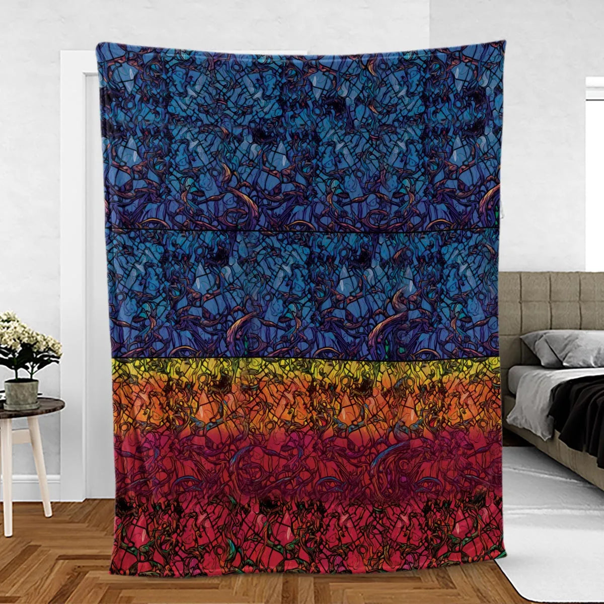 Stained Glass Cthulhu H.P Lovecraft Fleece Blanket