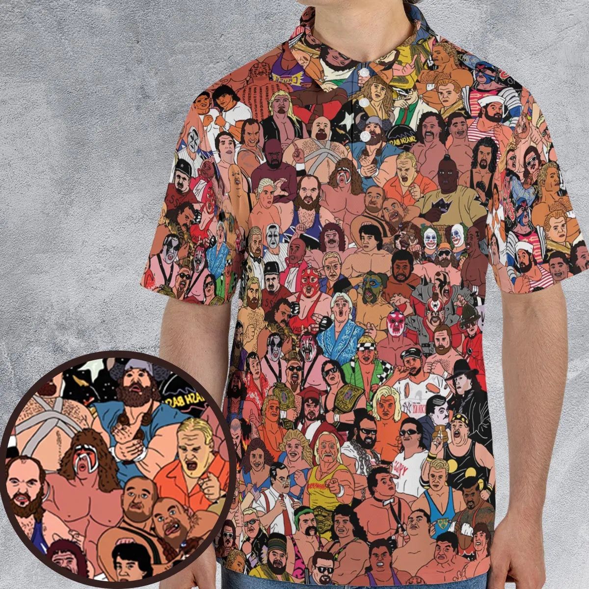 90s Professional Wrestlers AOP Men/Women Polo Shirt