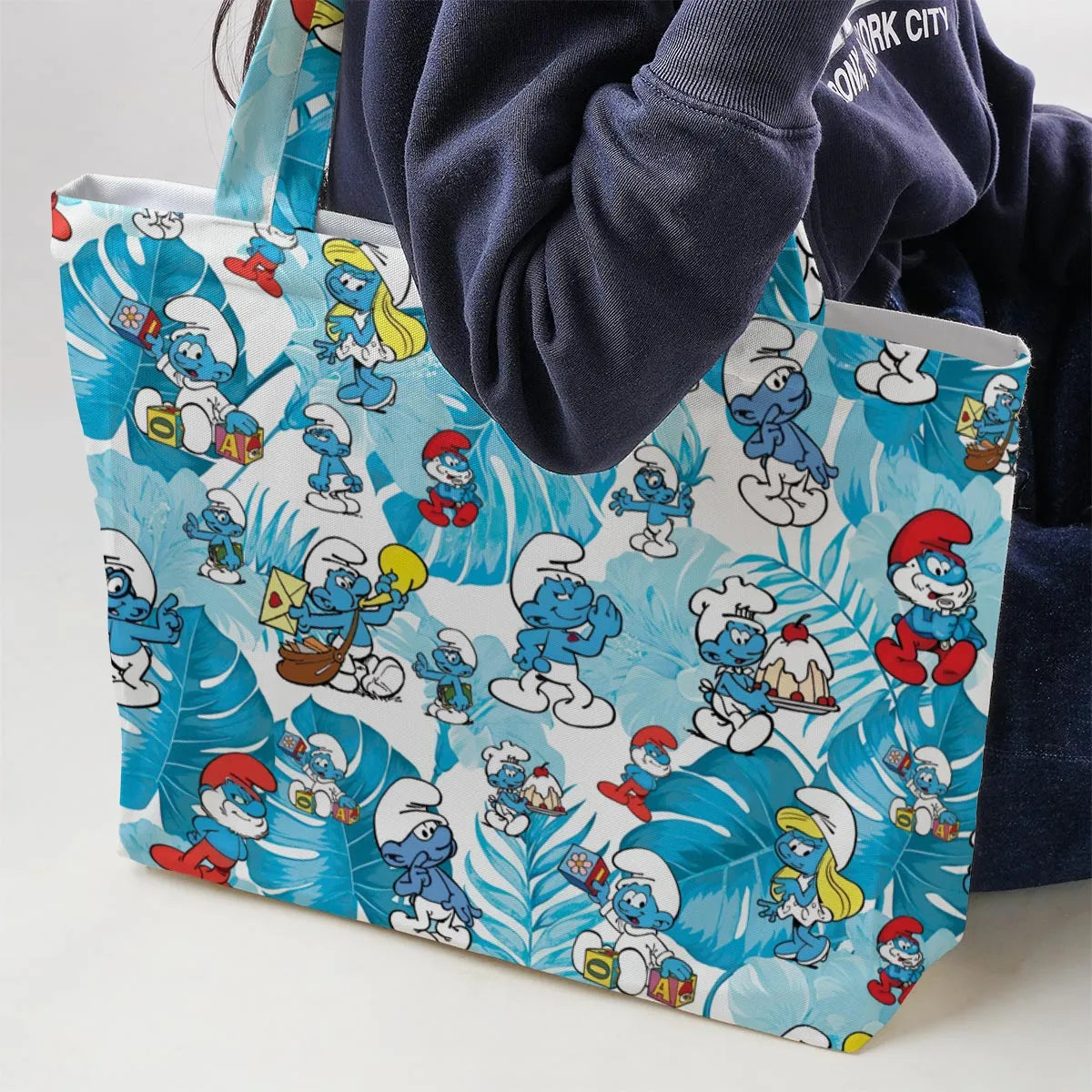 The Smurfs Pattern Large Tote Bag