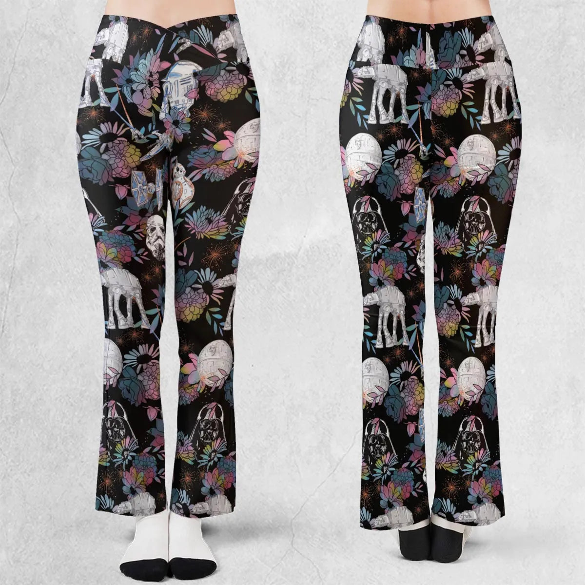 Floral Wars Dark Side Star Wars Pattern Flare Leggings