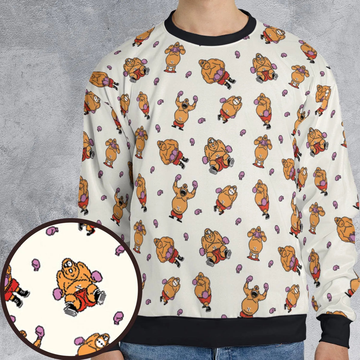 King Hippo Punch Out All-over Print Sweatshirt