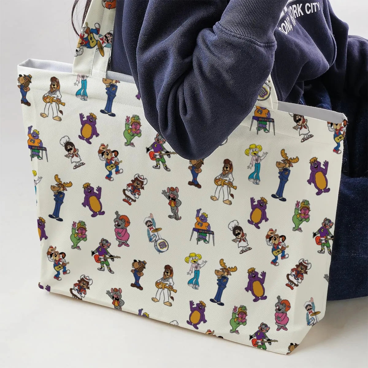 80s Pizza Time Theater Chuck E Cheese Large Tote Bag