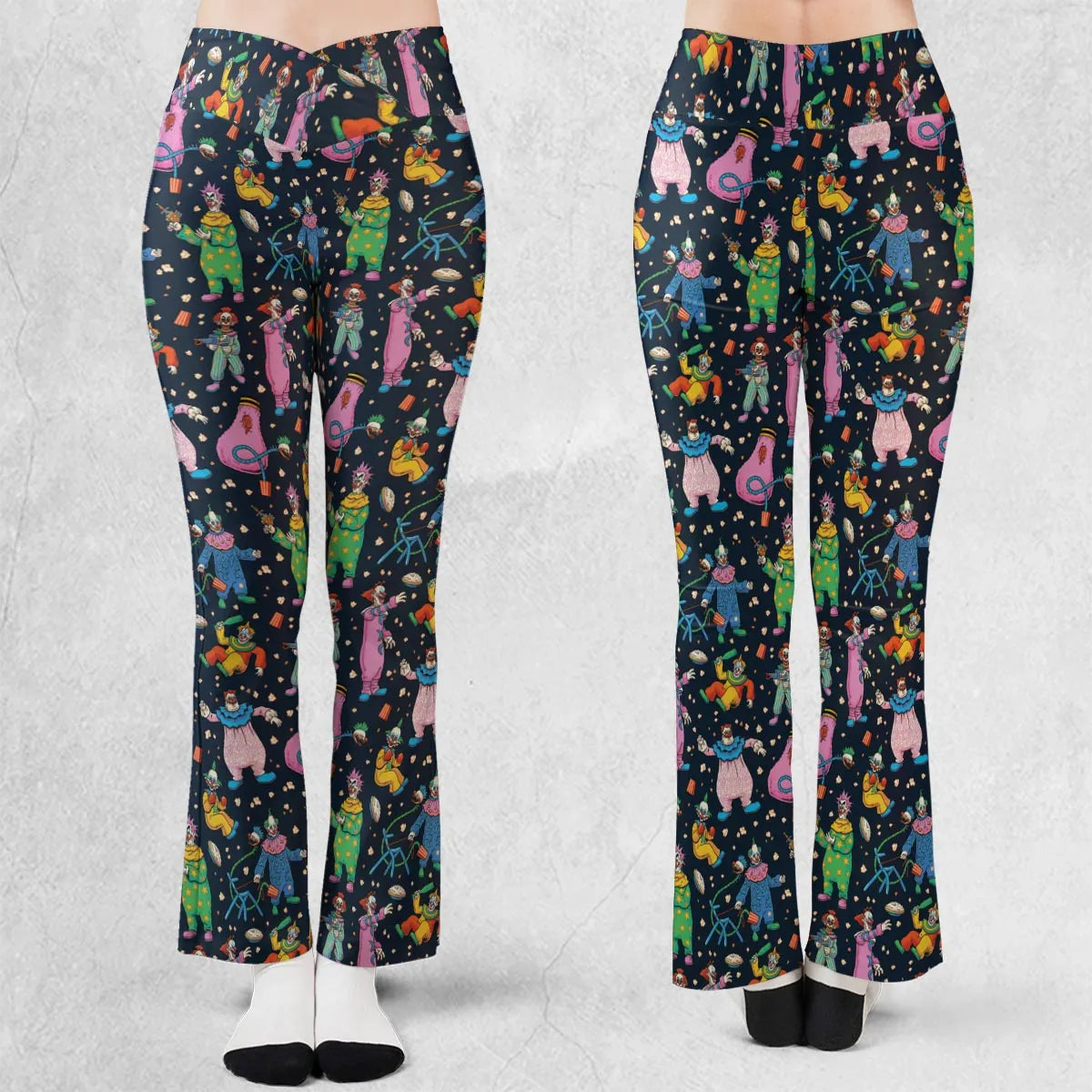 Clowns Popcorn Killer Klowns from Outer Space Pattern Flare Leggings