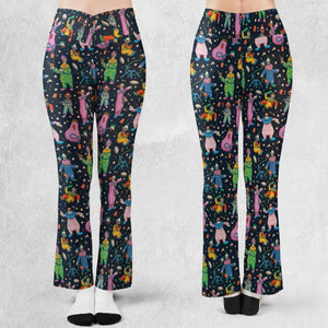 Clowns Popcorn Killer Klowns from Outer Space Pattern Flare Leggings